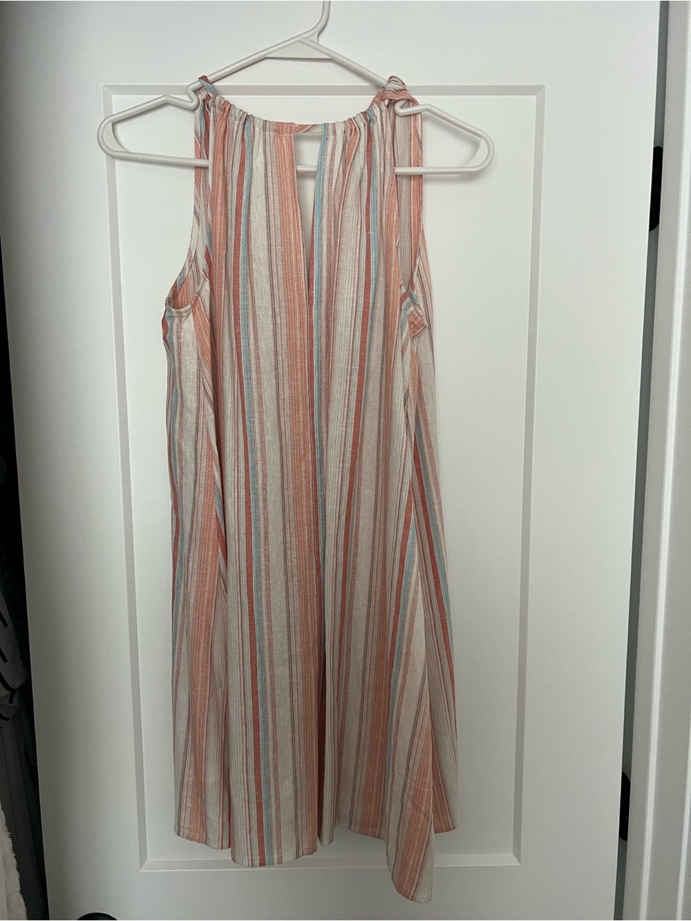 LOFT Flowy Striped Linen Blend Summer Dress